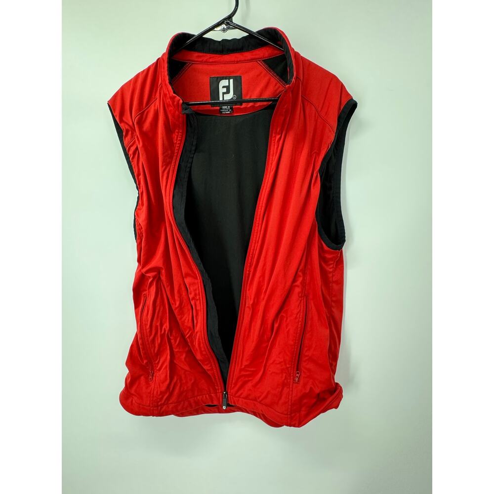 FootJoy DryJoy Men's Large Red Sleeveless Zip-Up Golf Jacket Athletic Activewear